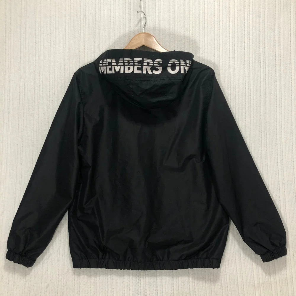 Members Only Mens Black Half Zip Windbreaker Anorak Hooded Jacket ML120212‎ S
